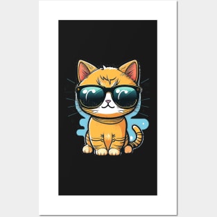 Cute Cat wearing sunglasses Posters and Art